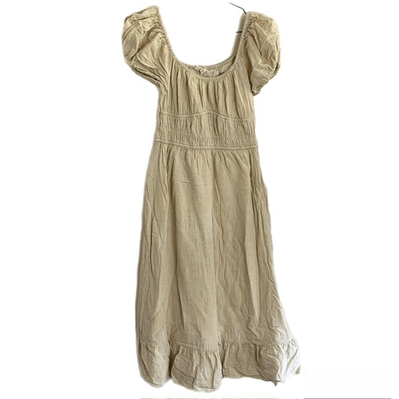 Sim & Sam Dresses & Skirts - Sim & Sam Cream Gauzy Textured Linen Blend Cottagecore Empire Waist Midi Dress